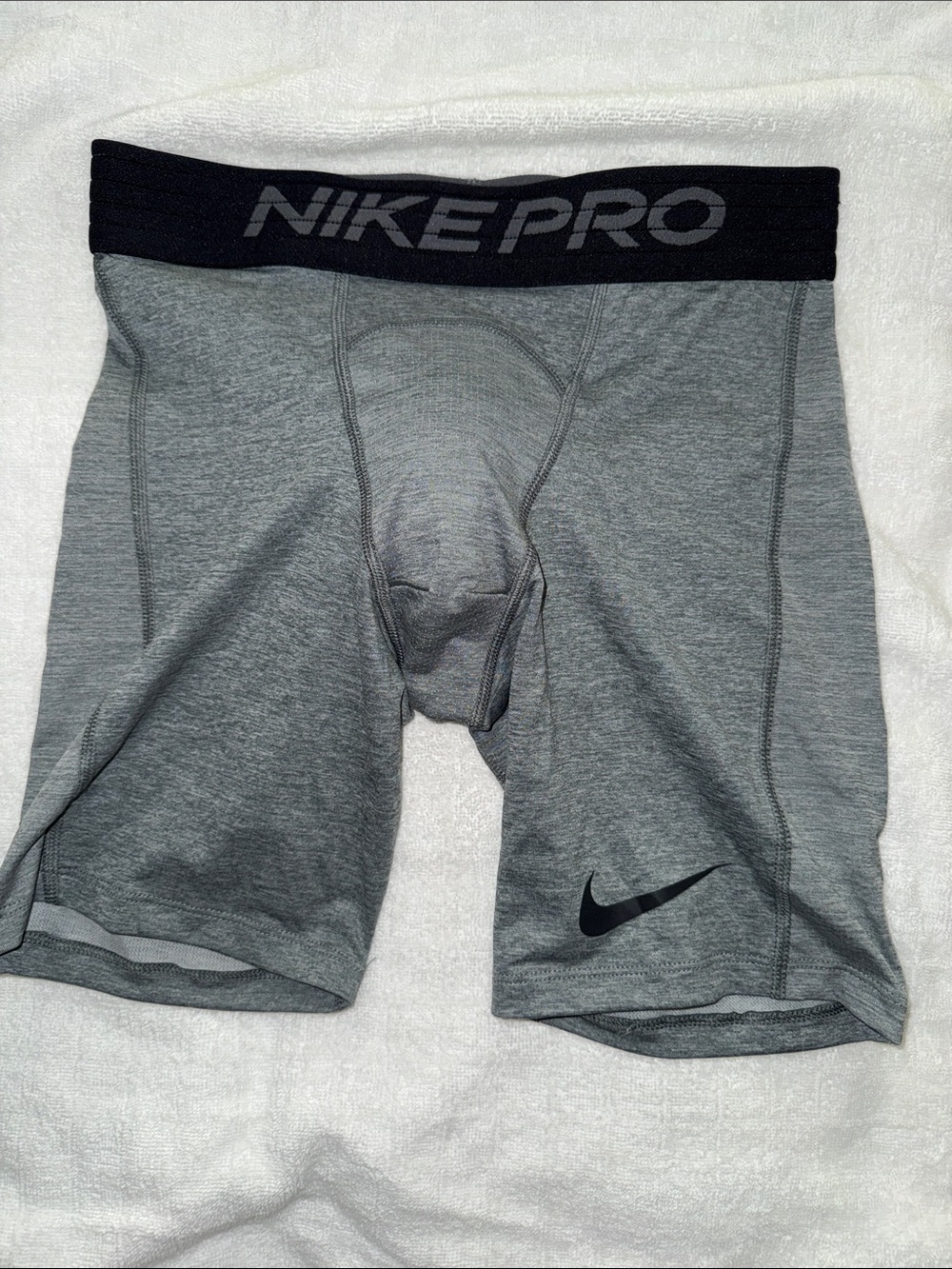 Nike Pro Men's Heather Gray Compression Boxer Briefs with Black Waistband